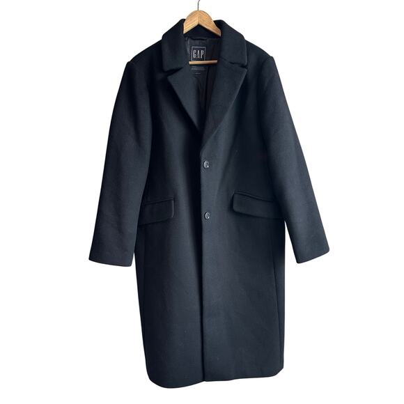 Gap Wool Blend Topcoat Long Winter Coat Black XL - Picture 1 of 10